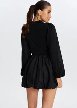 Tops<The Sting Ballon top met glitter zwart