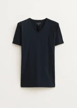 Basics|T-Shirts<The Sting Basic t-shirt met v-hals donkerblauw