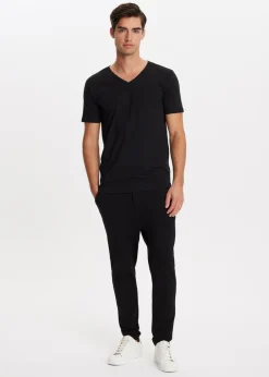 Basics|T-Shirts<The Sting Basic t-shirt met v-hals zwart