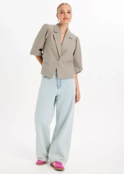 Blazers En Gilets<The Sting Blazer met pofmouwen taupe