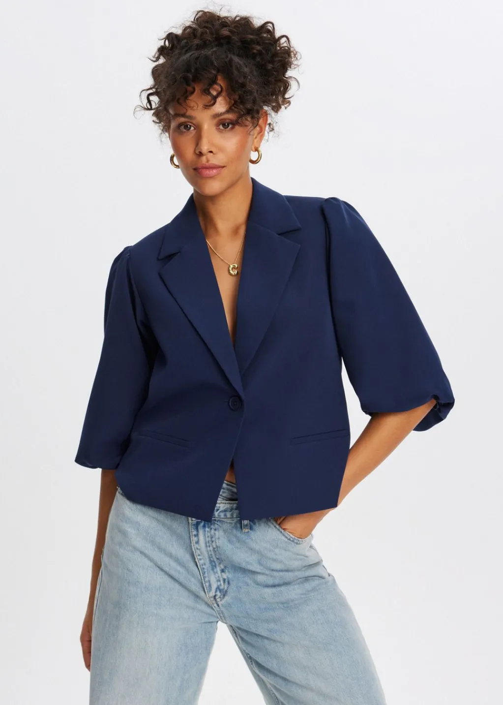 Blazers En Gilets<The Sting Blazer met pofmouwen donkerblauw