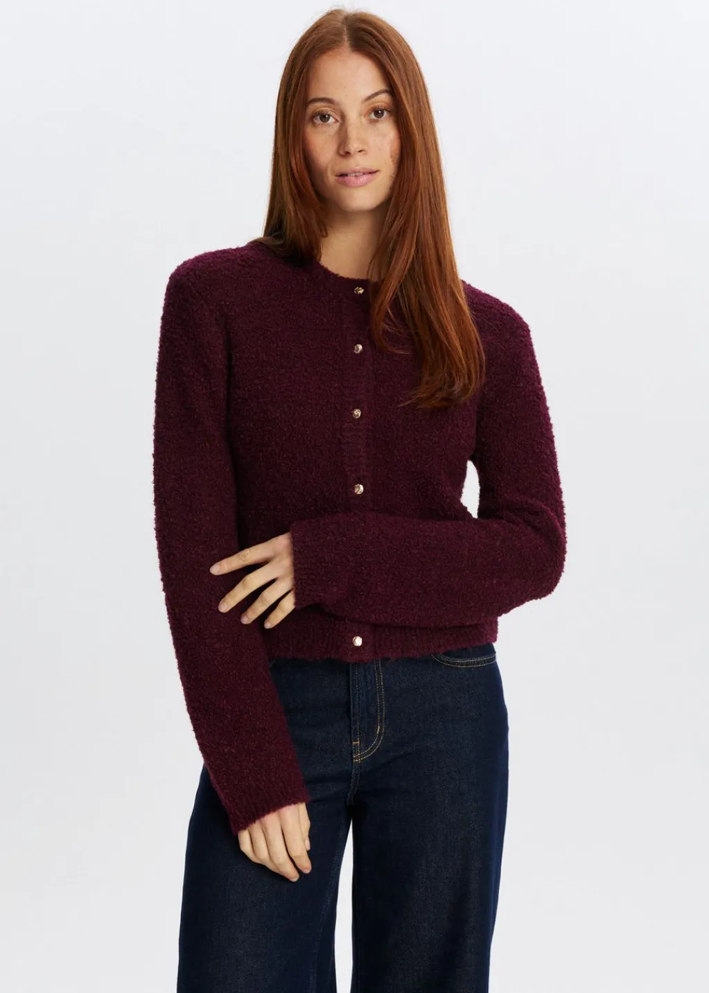 Truien En Vesten<The Sting Bouclé vest bordeaux
