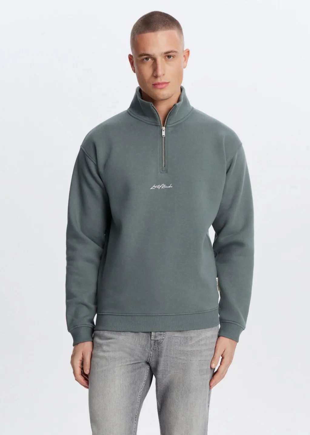 Sweaters En Hoodies<The Sting Brushed half zip sweater groen, olijf
