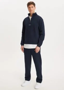 Sweaters En Hoodies<The Sting Brushed half zip sweater donkerblauw
