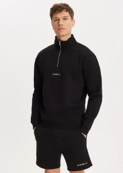 Sweaters En Hoodies<The Sting Brushed half zip sweater zwart
