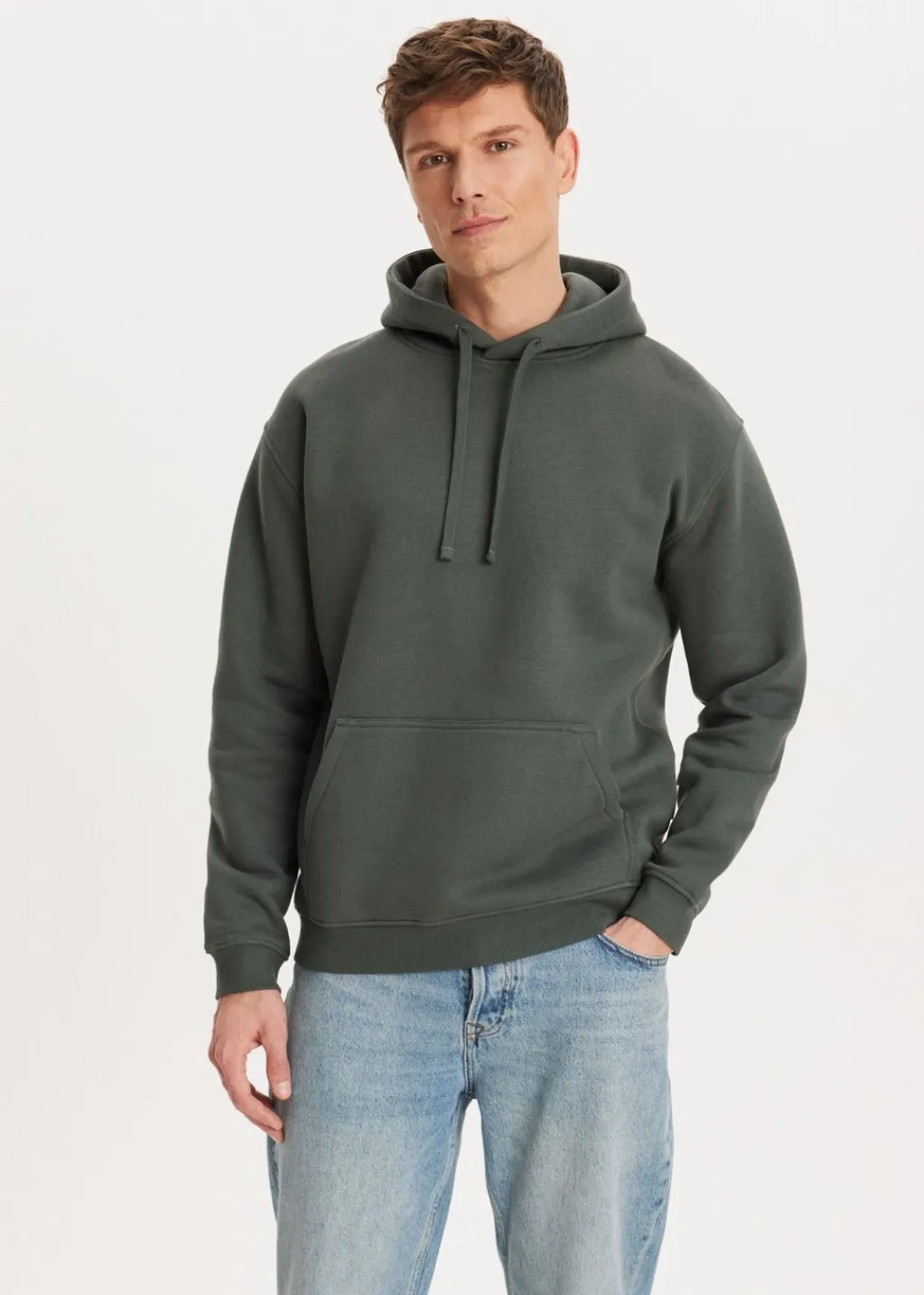 Basics|Sweaters En Hoodies<The Sting Brushed hoodie groen, grijs