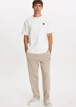 Basics|Broeken<The Sting Brushed straight leg joggingbroek lichtzand
