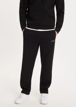 Basics|Broeken<The Sting Brushed straight leg joggingbroek zwart