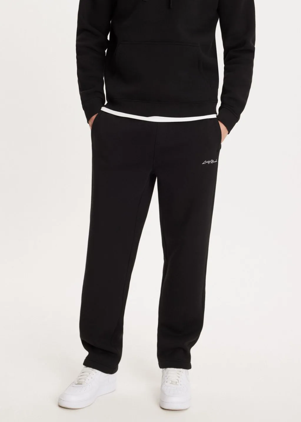 Basics|Broeken<The Sting Brushed straight leg joggingbroek zwart