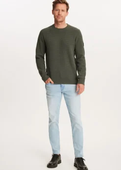 Truien En Vesten<The Sting Chenille trui met structuur donkergroen