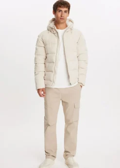 Jassen<The Sting Corduroy gewatteerde jas lichtzand