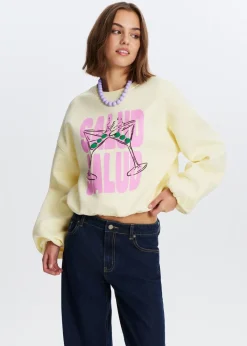 Sweaters En Hoodies<The Sting Cropped sweater met print lichtgeel