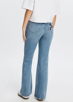 Jeans<The Sting Flared jeans met printdetail blauw, used middle