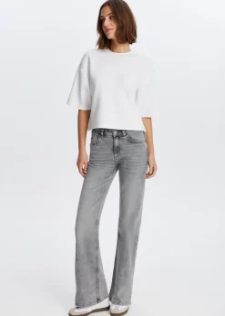 Jeans<The Sting Flared jeans met printdetail lichtgrijs