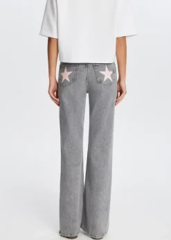 Jeans<The Sting Flared jeans met printdetail lichtgrijs