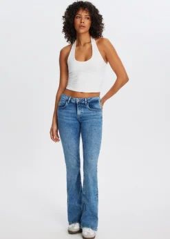 Jeans<The Sting Flared jeans met sterren blauw, used middle