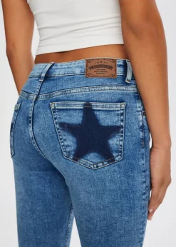 Jeans<The Sting Flared jeans met sterren blauw, used middle