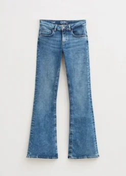 Jeans<The Sting Flared jeans met sterren blauw, used middle