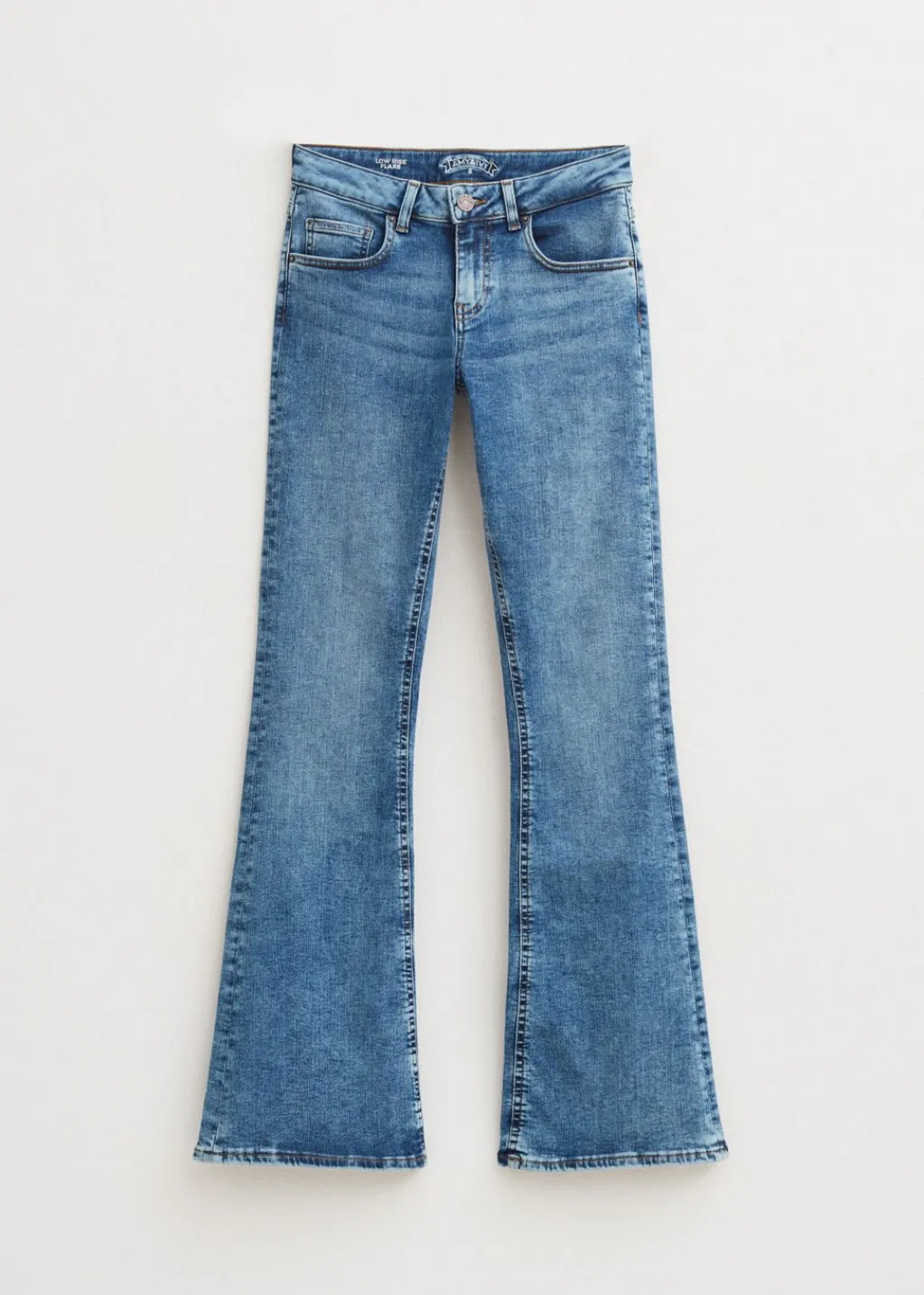 Jeans<The Sting Flared jeans met sterren blauw, used middle