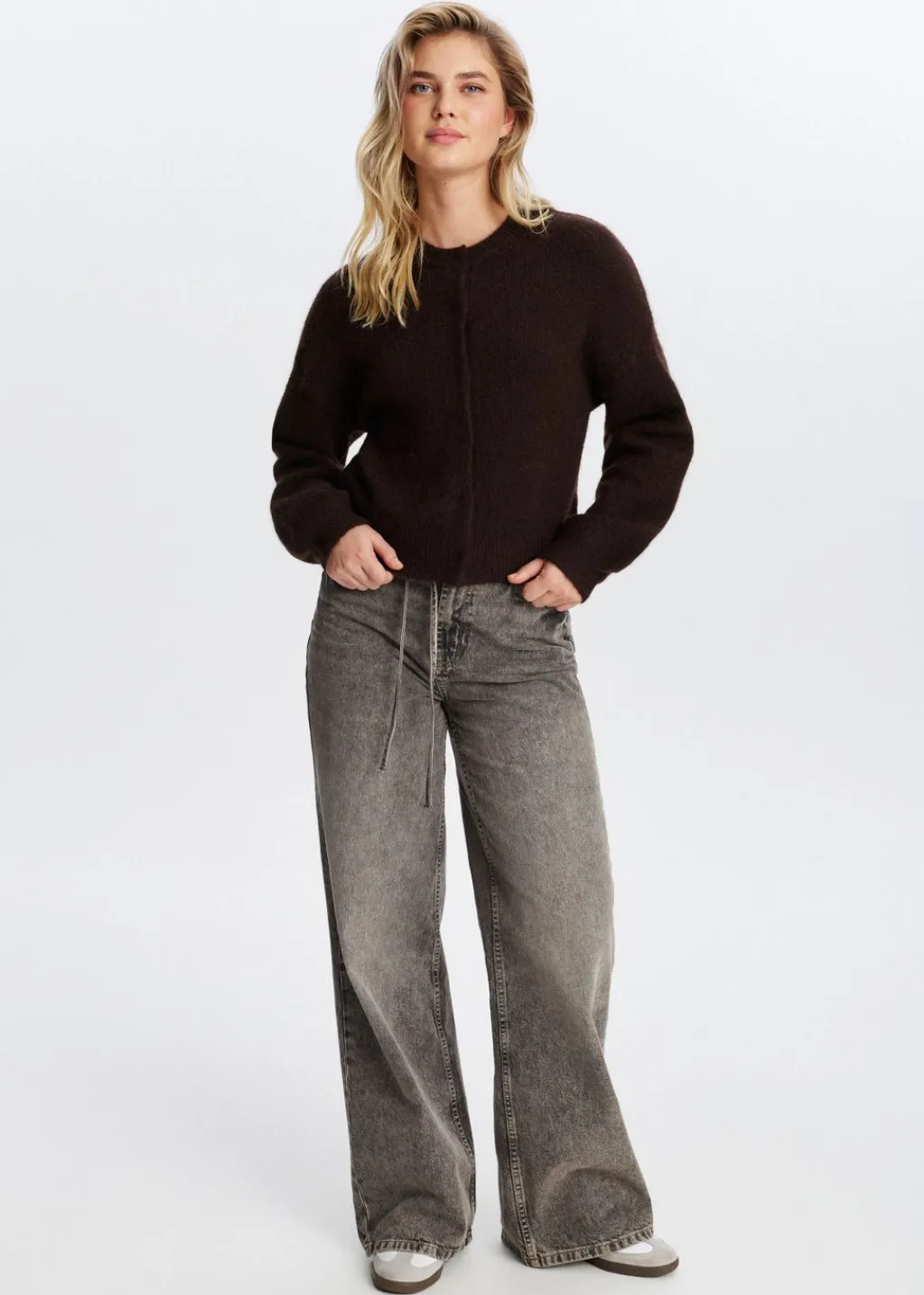 Truien En Vesten<The Sting Gebreid vest lange mouwen donkerbruin