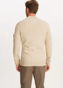 Truien En Vesten<The Sting Gebreide half zip trio zand gemêleerd