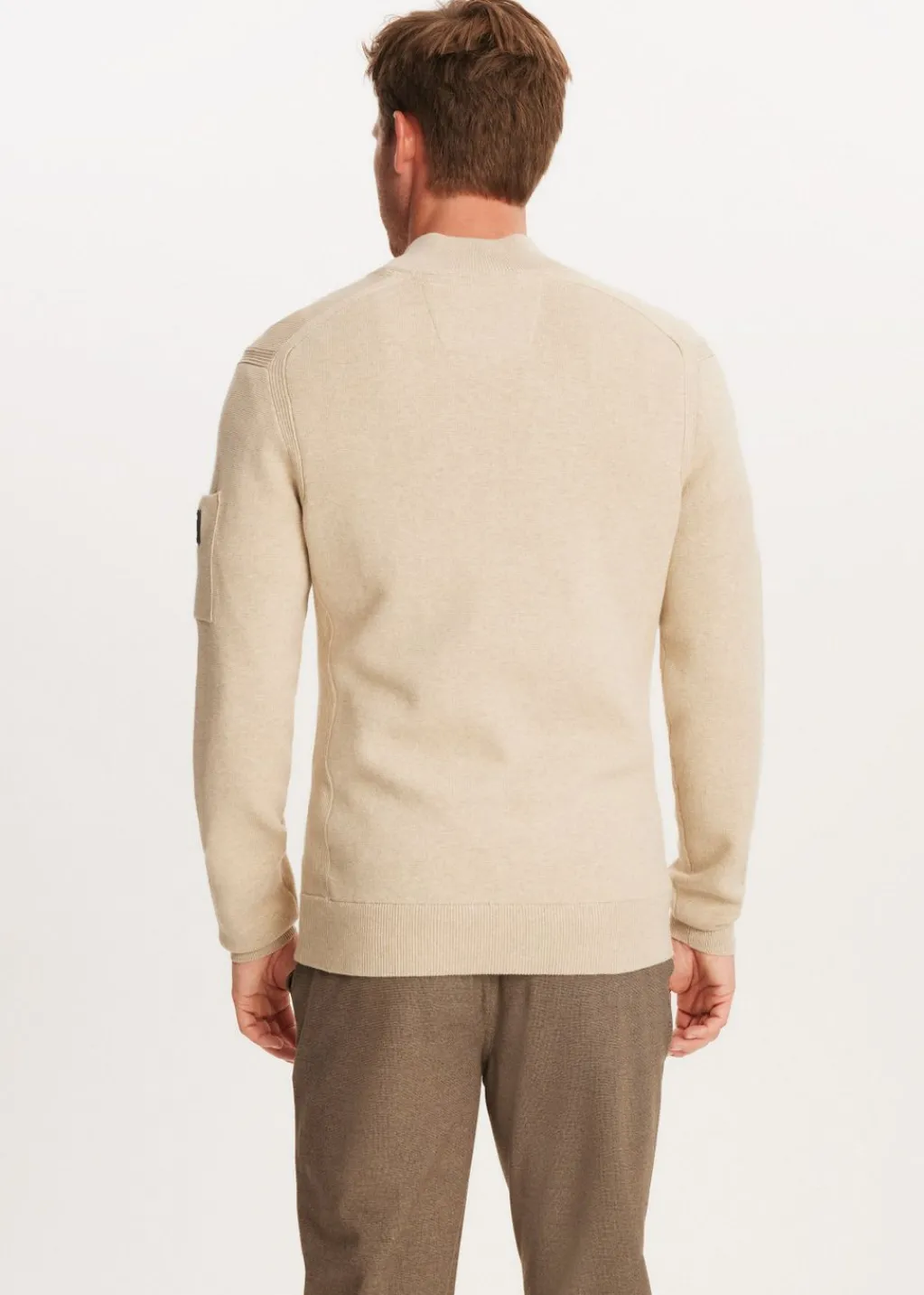 Truien En Vesten<The Sting Gebreide half zip trio zand gemêleerd