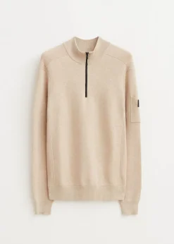 Truien En Vesten<The Sting Gebreide half zip trio zand gemêleerd