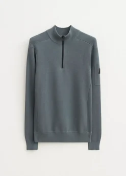 Truien En Vesten<The Sting Gebreide half zip trio blauw grijs