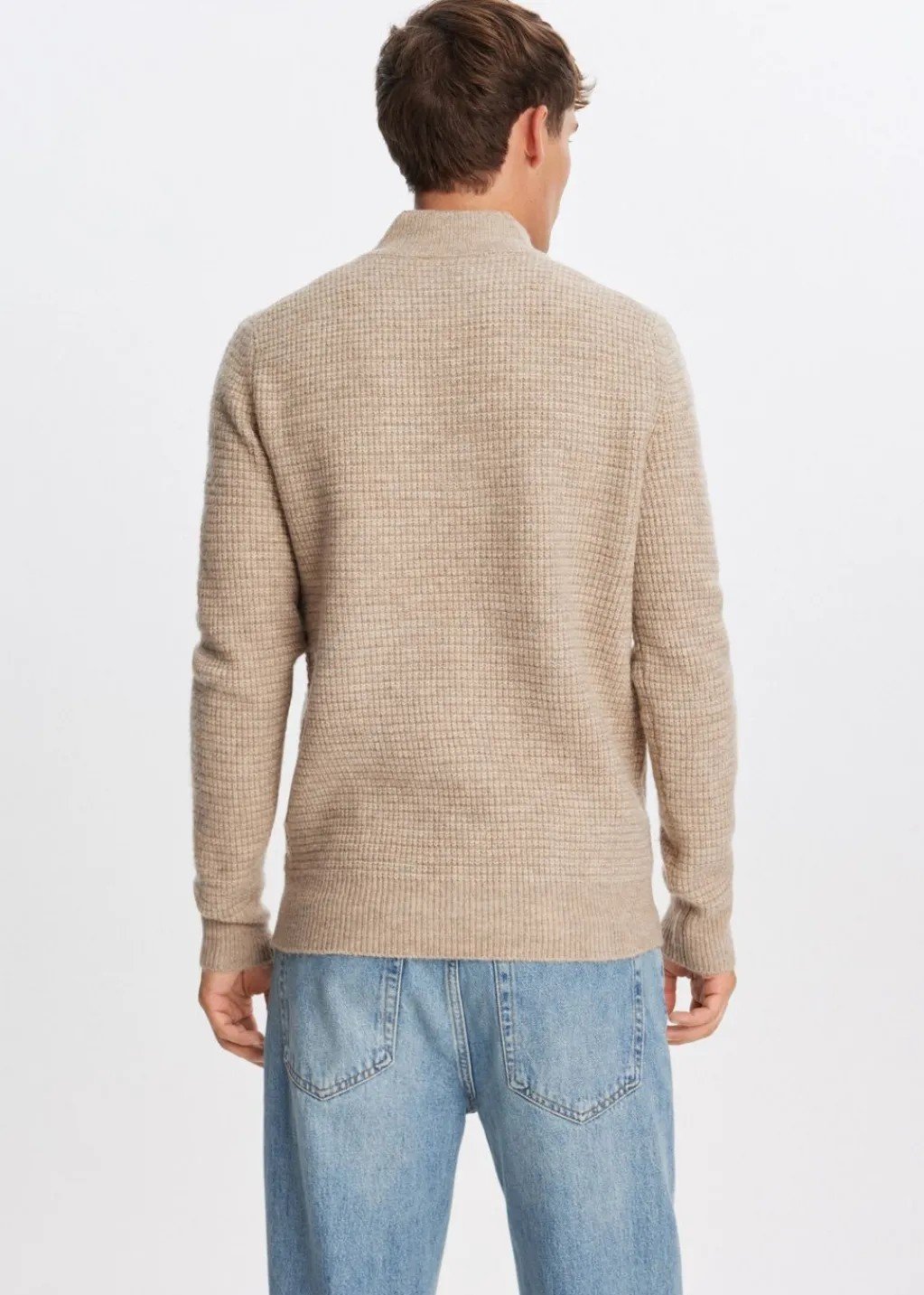 Truien En Vesten<The Sting Gebreide half zip trui zand gemêleerd