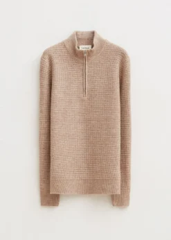 Truien En Vesten<The Sting Gebreide half zip trui zand gemêleerd