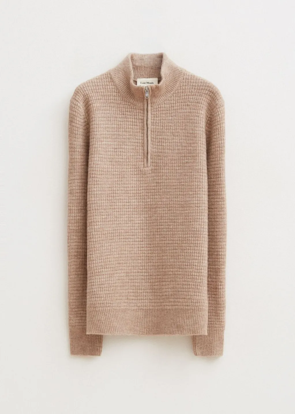 Truien En Vesten<The Sting Gebreide half zip trui zand gemêleerd