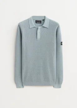 Polo's|Truien En Vesten<The Sting Gebreide polo met logo blauw, ijs