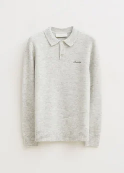 Polo's|Truien En Vesten<The Sting Gebreide polo met merk grijs, licht melee