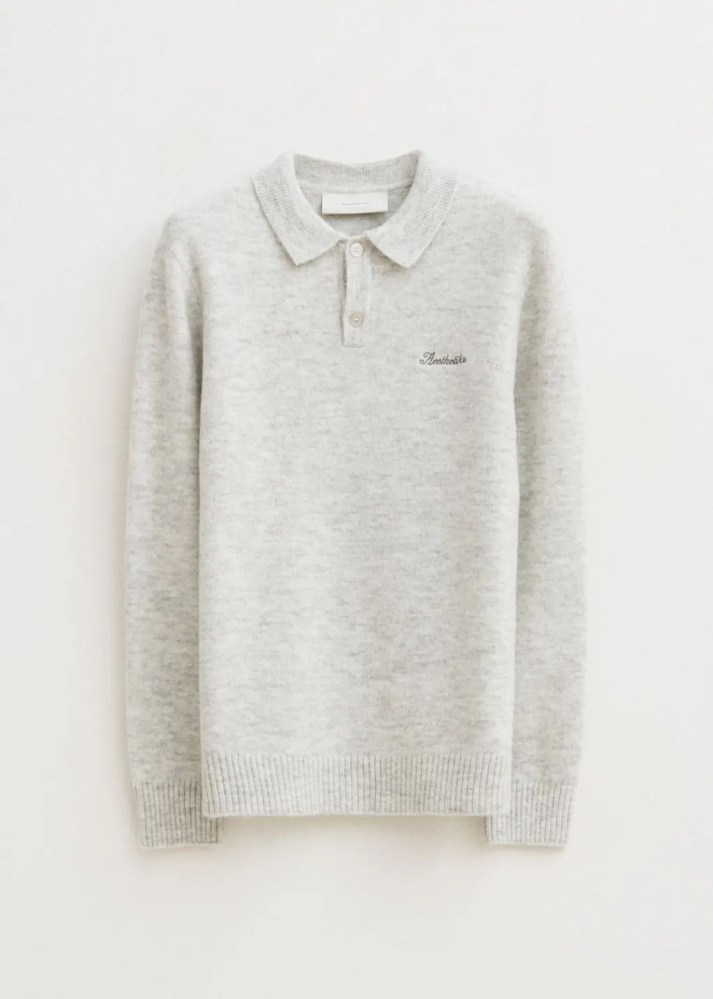 Polo's|Truien En Vesten<The Sting Gebreide polo met merk grijs, licht melee