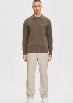Truien En Vesten|Polo's<The Sting Gebreide polo met merk taupe, dark