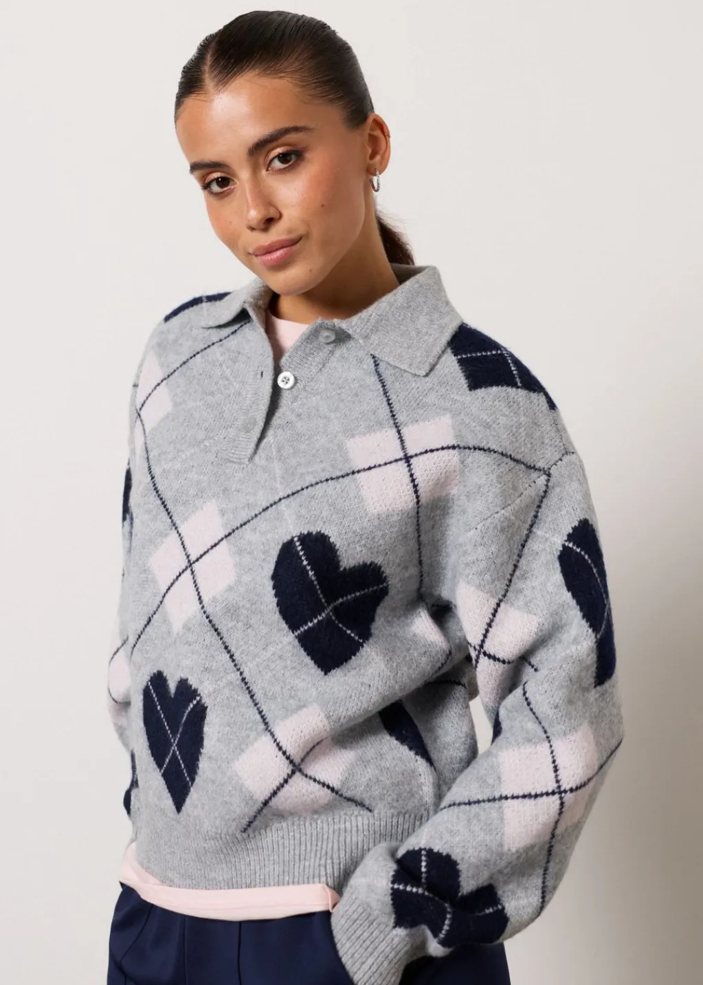 Truien En Vesten<The Sting Gebreide trui met argyle print grijs gemêleerd