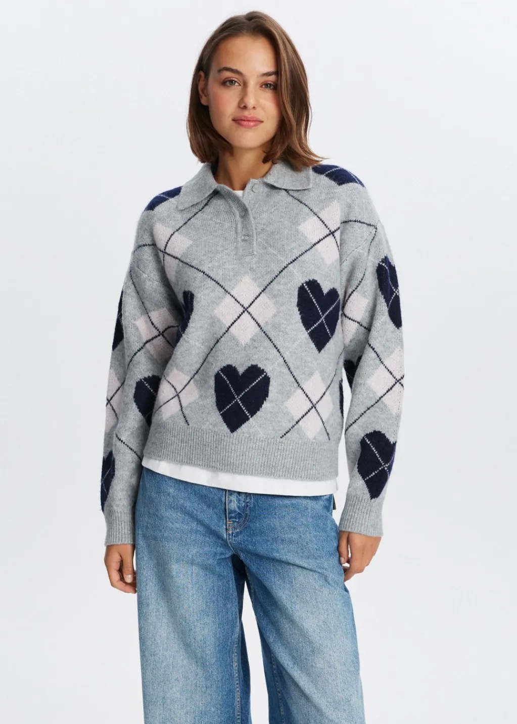 Truien En Vesten<The Sting Gebreide trui met argyle print grijs gemêleerd