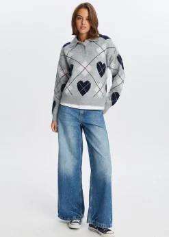 Truien En Vesten<The Sting Gebreide trui met argyle print grijs gemêleerd