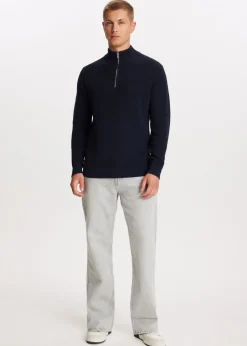 Truien En Vesten<The Sting Gebreide trui met half zip donkerblauw