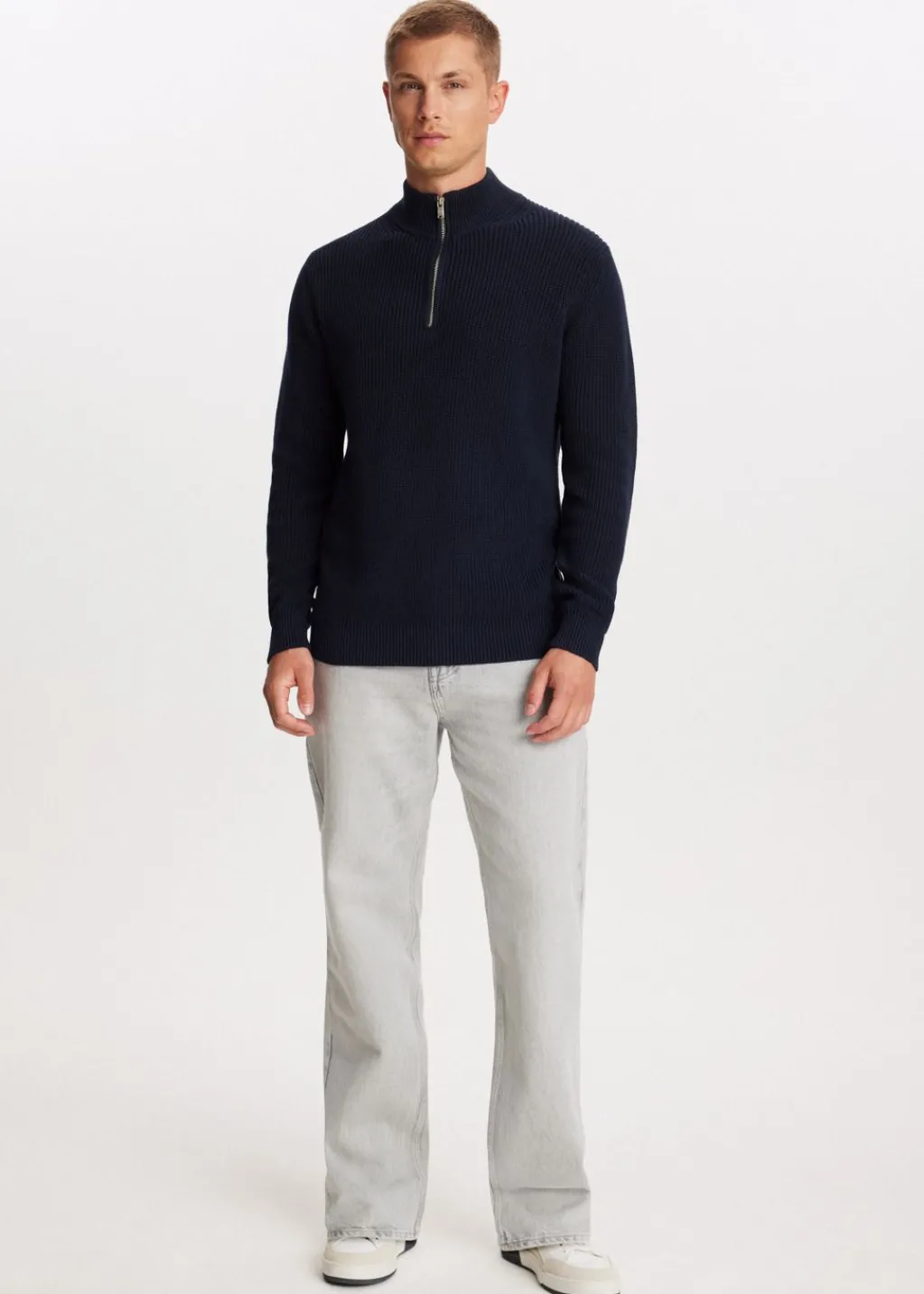Truien En Vesten<The Sting Gebreide trui met half zip donkerblauw