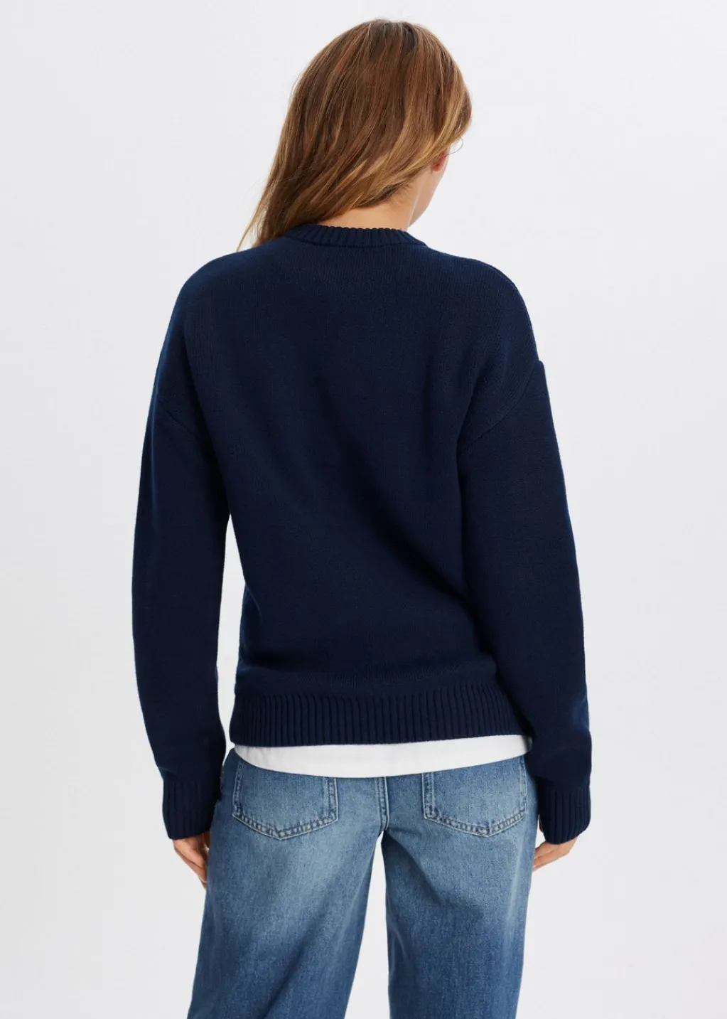 Truien En Vesten<The Sting Gebreide trui met tekst design donkerblauw