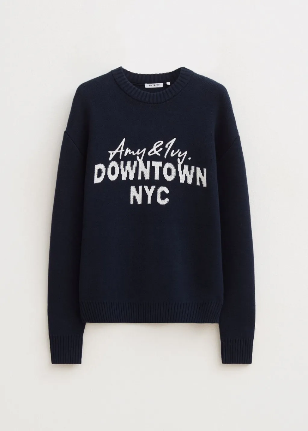 Truien En Vesten<The Sting Gebreide trui met tekst design donkerblauw