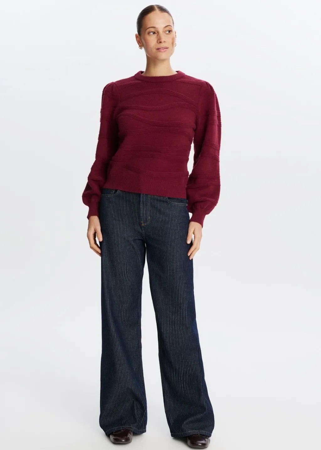 Truien En Vesten<The Sting Gebreide trui met wavy patroon bordeaux