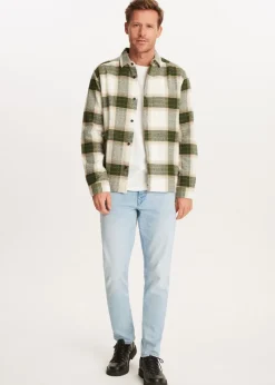 Overshirts<The Sting Geruit overshirt met structuur donkergroen