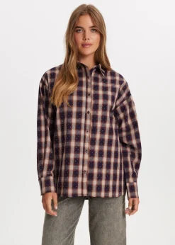 Blouses<The Sting Geruite strassblouse donkerbruin