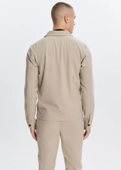 Overshirts<The Sting Gestreept resort overshirt zand