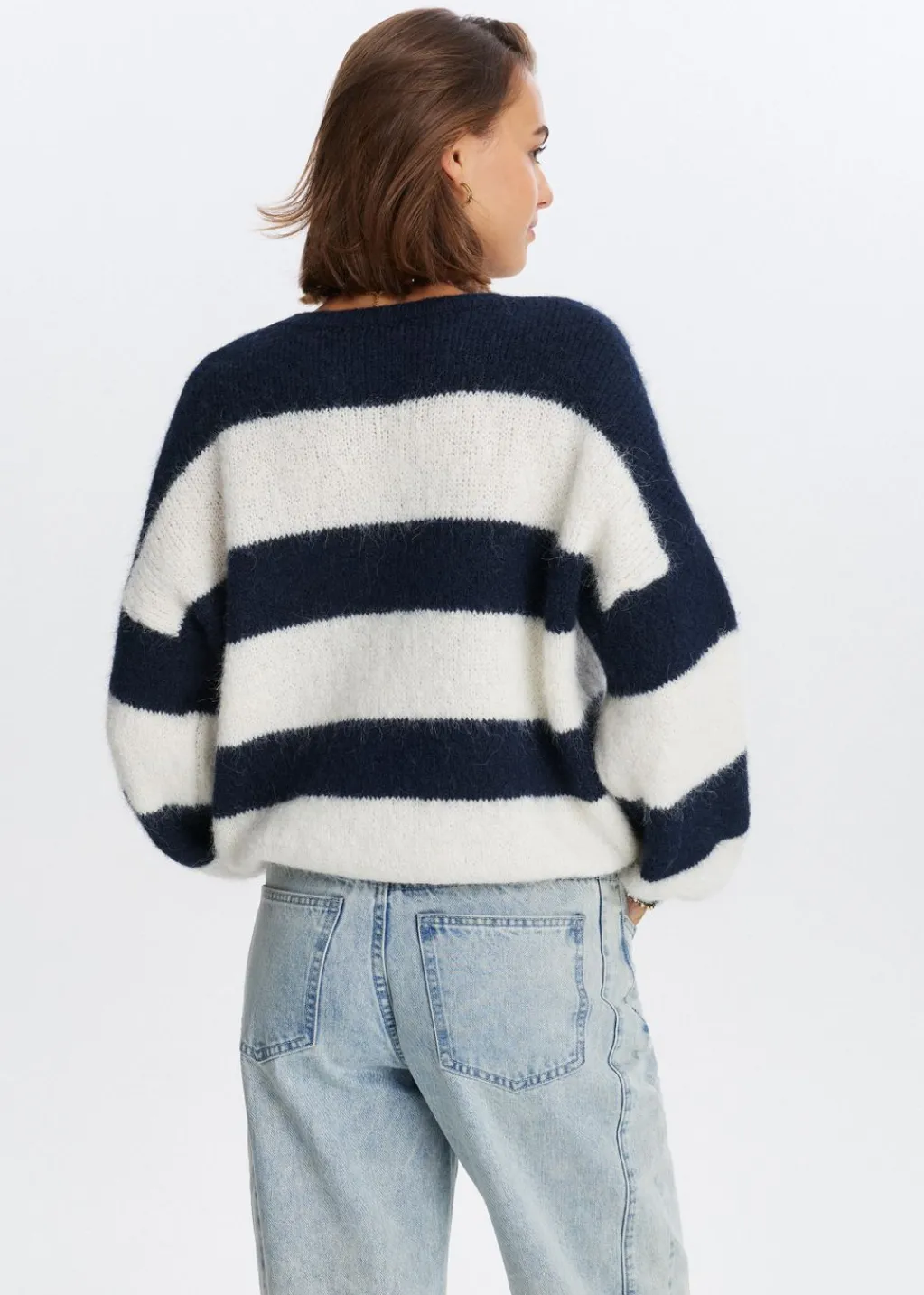 Truien En Vesten<The Sting Gestreepte harige trui donkerblauw