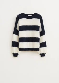 Truien En Vesten<The Sting Gestreepte harige trui donkerblauw
