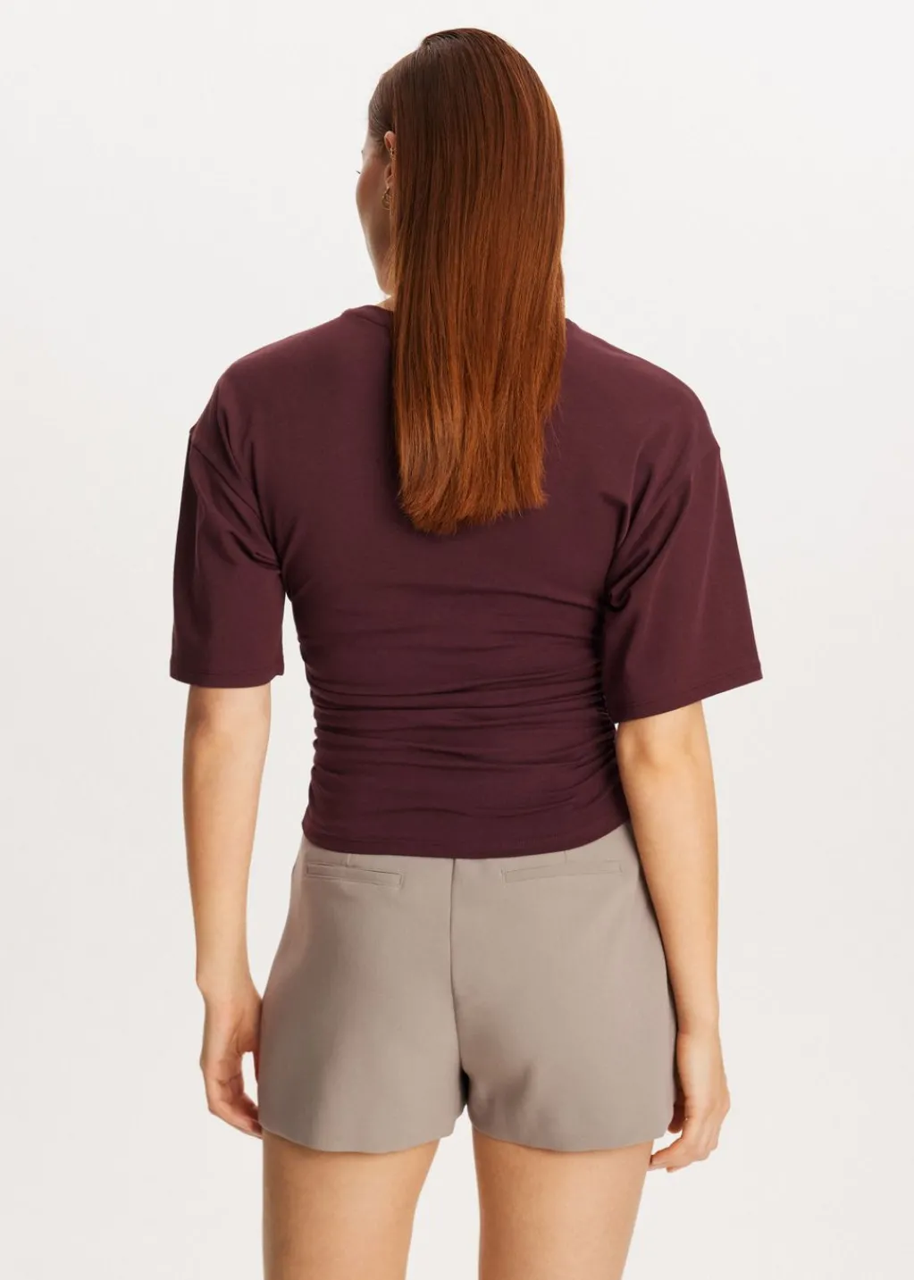 T-Shirts<The Sting Getailleerd t-shirt met plooien bordeaux