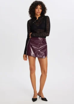 Skorts<The Sting Glanzende imitatieleren skort bordeaux, donker